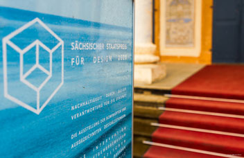 Photograph of a banner of the Saxon State Design Award 2020