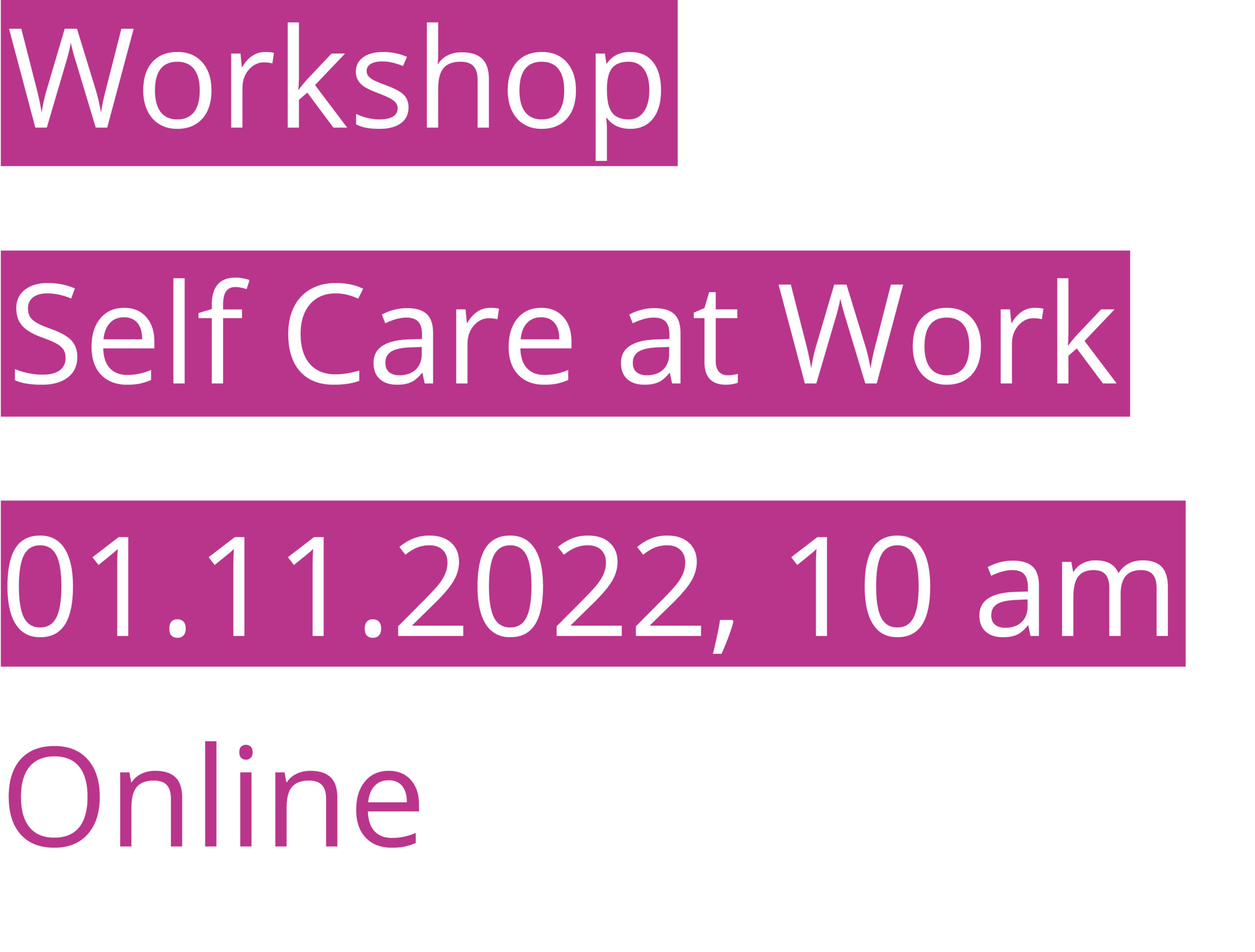 Cover image of Workshop "self Care at work"